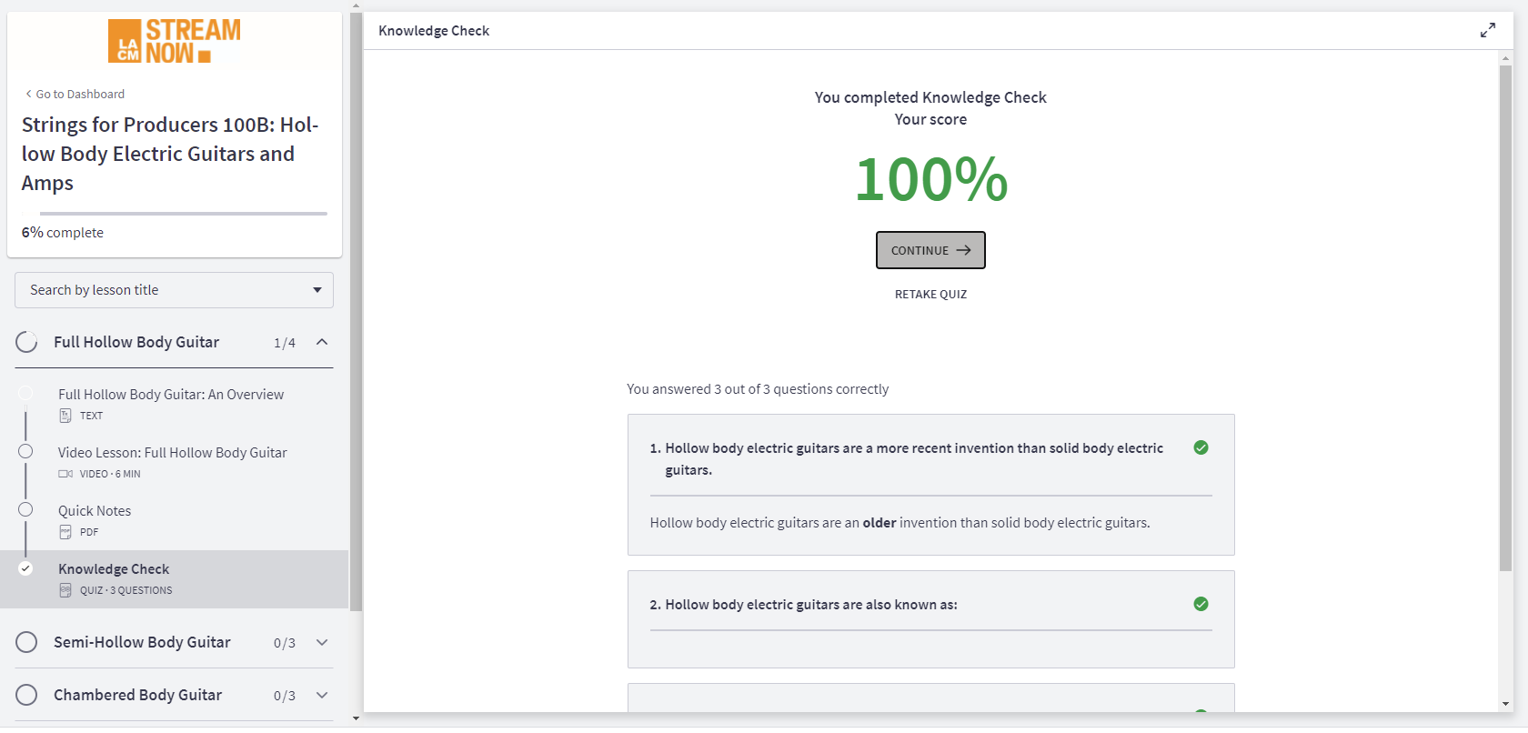 Knowledge Check Results