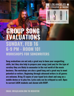 NSAI Workshop for Songwriters Feb. 16